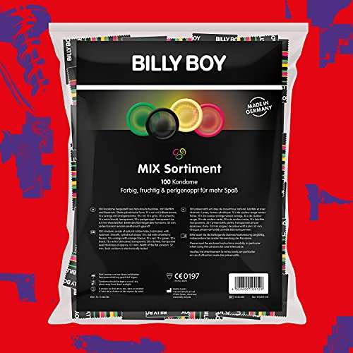 (Spar-Abo) Billy Boy Kondome 100er Mix-Pack, Farbige, Extra Feucht und Perlgenoppt