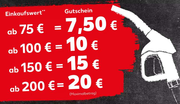 [Lokal Neckarsulm] Tankgutschein ab 75€ Einkaufswert (= 7,50€ Gutschein - bis zu 20€)