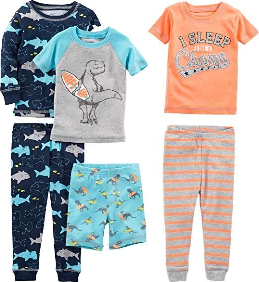 Diverse Kombis: 6-teiliges Schlafanzug-Set Simple Joys by Carter's Baby | 100% Baumwolle | 6 Monate bis 8 Jahre | eng anliegend | Prime