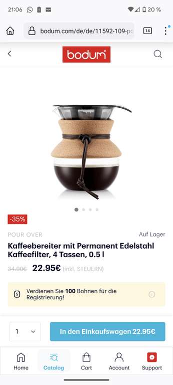 Bodum Kaffeebereiter -35% Bsp. (Weitere erhältlich)