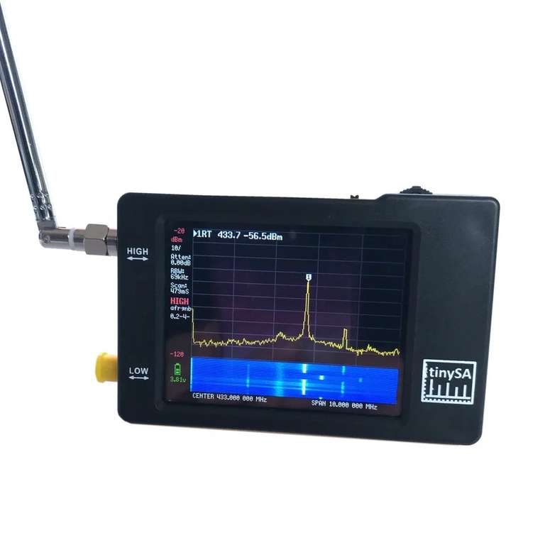 TinySA Handheld Spektrumanalyzer bis 960 MHz (z.B. für Amateurfunk)