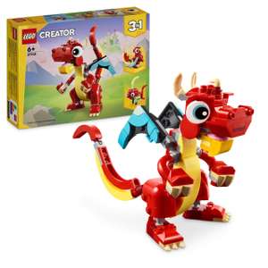 LEGO Creator 3in1 Roter Drache (31145) , Spielzeug mit 3 Tierfiguren inkl. Roter Drache, Fisch und Phönix (Prime)