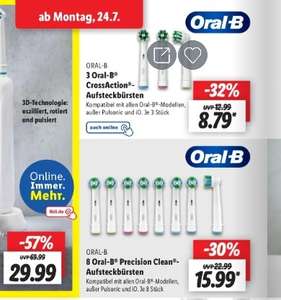 Oral B Precision Clean Aufsteckbürsten/Best Choice Gutschein:, 16 Stück für 16,99 Euro oder 6 mal Crossaction für 2,98 Euro