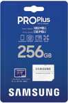 Samsung PRO Plus microSD-Karte + SD-Adapter, 256 GB UHS-I U3, Full HD & 4K UHD, 180 MB/s Lesen, 130 MB/s Schreiben, PRIME