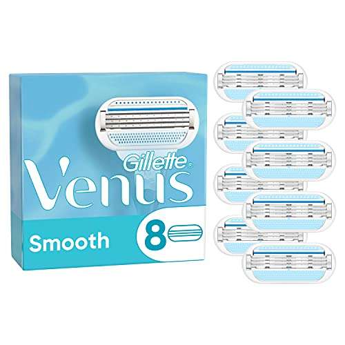 Gillette Venus Smooth Rasierklingen Damen, 8 Ersatzklingen für Damenrasierer mit 3-fach Klinge Amazon 5er Spar-Abo
