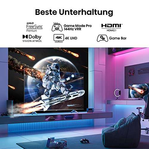 Hisense 65E7KQ PRO 164cm IQ, Game Vision 144Hz Zoll) TV, Fernseher, mydealz (VRR), Smart HDMI 4K UHD, QLED, PRO (65 | Mode 2.1, HDR, Dolby