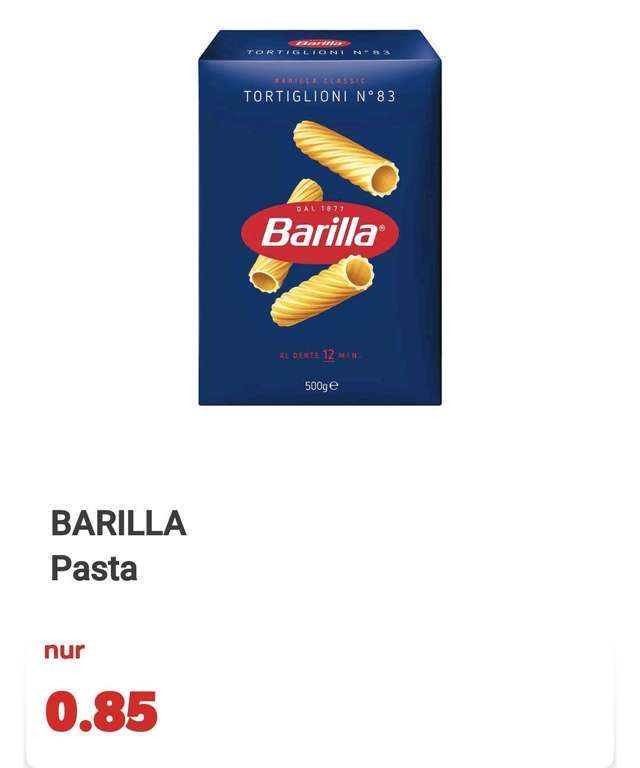 Barilla Nudeln 500 g für 0,85 €