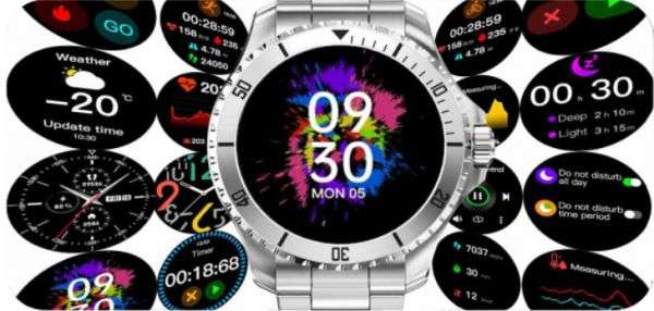 Jay-Tech Wasserfeste Smartwatch SM-GR1 mit Edelstahl Armband,, schwarz