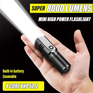 MINI XHP50 LED Taschenlampe mit USB-C, Zoom, Akku ~ 600 bis 800 Lumen