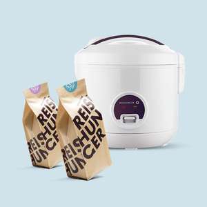 REISHUNGER | Basis Reiskocher mit Keramik Innentopf (weiß) für nur 39,99€ + Bio Basmati Reis 600g + Jasmin Reis 600g + GRATIS Versand