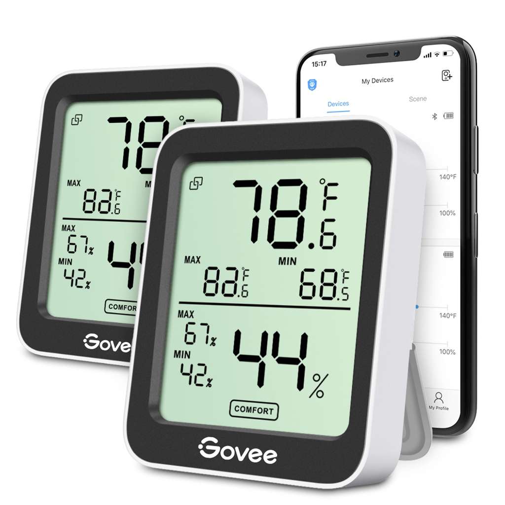 GoveeLife Bluetooth Hygrometer Thermometer H5104-Black, 1 Pack