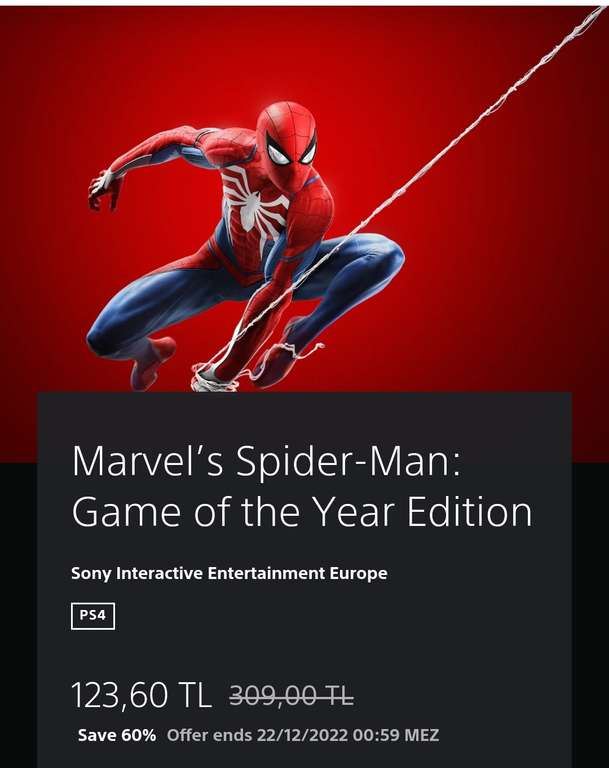 PSN Türkei | Marvel’s Spider-Man: Game Of The Year Edition Digital [Playstation 4]