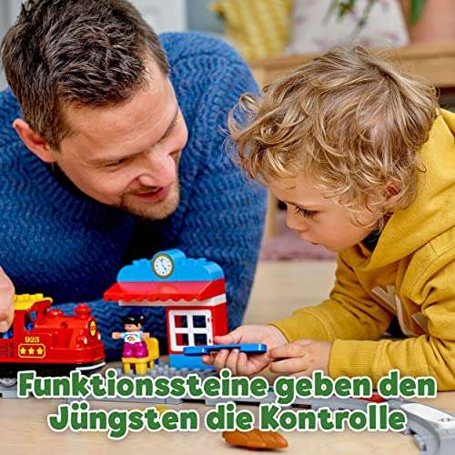 (Amazon) LEGO 10874 DUPLO Dampfeisenbahn, Spielzeugeisenbahn mit Licht & Geräuschen und Push-&-Go-Motor, Spielzeug für Kleinkinder 2-5 Jahre