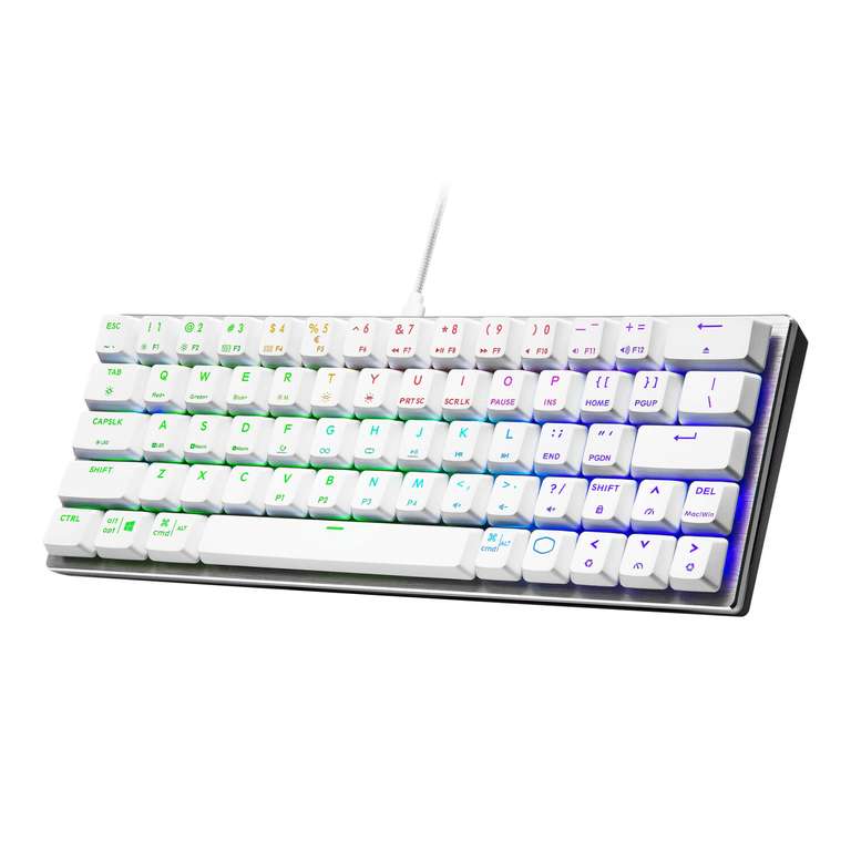 Cooler Master Keyboard SK620, Gamingtastatur, Kabelgebunden, RGB Beleuchtung, DE-Layout, Silber Weiß A1015351