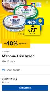 Frischkäse Milbona - Gutscheinfehler Lidl Plus App