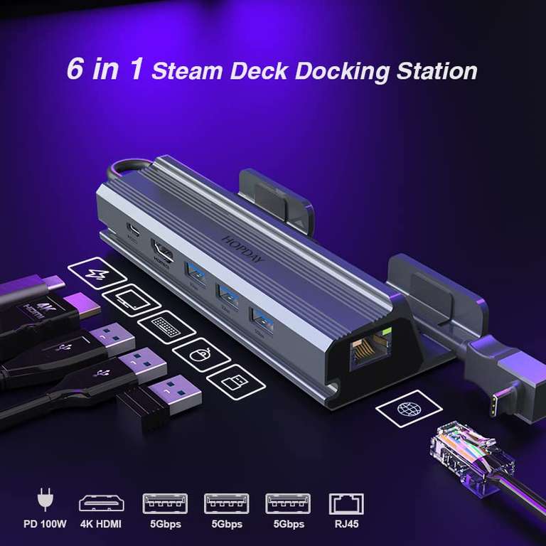 HOPDAY Steam Deck-Dock, 6-in-1 (Prime)