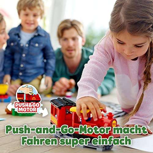 (Amazon) LEGO 10874 DUPLO Dampfeisenbahn, Spielzeugeisenbahn mit Licht & Geräuschen und Push-&-Go-Motor, Spielzeug für Kleinkinder 2-5 Jahre