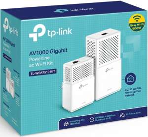[B-Ware] TP-Link TL-WPA7510 KIT (2 Powerline-Adapter mit Gbit-LAN & WLAN 802.11a/b/g/n/ac, bis 1000MB/s übers Stromnetz)