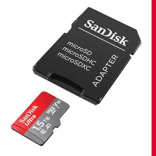 [Prime] SanDisk Ultra Android microSDXC UHS-I Speicherkarte 1,5 TB + Adapter A1, Class 10, U1, Full HD-Videos, bis zu 150 MB/s