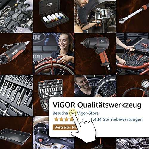 ViGOR V2257 Schlagschrauber-Steckschlüsselsatz | 12,5 mm Vierkantantrieb (1/2 Zoll), 17 - 21 mm Schlüsselweite, PRIME