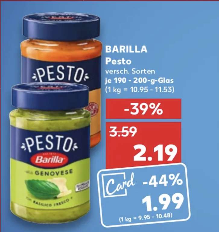 Barilla Pesto verschiedene Sorten für 1,19€ (Angebot + Coupon)