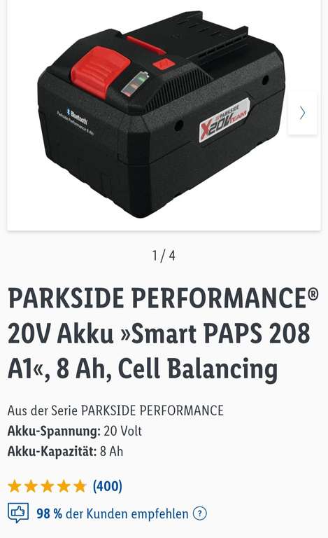 Parkside Performance 20v 4A und 8A Akku | mydealz | Akkus & Ladegeräte