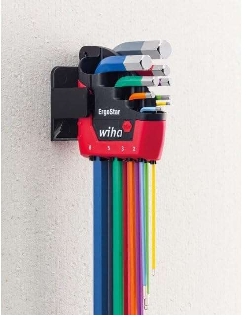 Wiha Werkzeugset Stiftschlüssel (41483), 10-tlg. im ErgoStar-Halter, Sechskant-Kugelkopf, farbig leuchtend