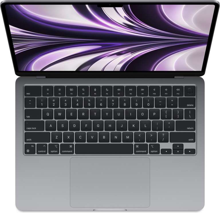 Apple MacBook Air M2 8/256GB Space Grau (13.6", 2560x1664, IPS, 500nits, 8‑Core GPU, 2x TB3, MagSafe, 52.6Wh, lüfterlos, 1.24kg)