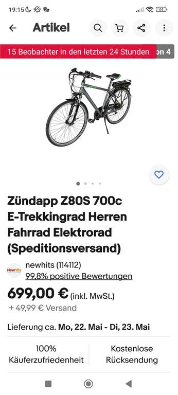 Zündapp Z80S 700c E-Trekkingrad Herren Fahrrad Elektrorad