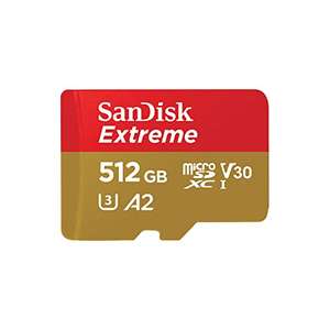 SanDisk Extreme microSDXC UHS-I Speicherkarte 512 GB + Adapter Für Smartphones, Drohnen, A2, C10, V30, U3, 190 MB/s Übertragung, PRIME