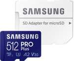 Samsung PRO Plus microSD Speicherkarte (MB-MD512KA/EU), 512 GB, UHS-I U3, Full HD & 4K UHD, 160 MB/s Lesen, 120 MB/s, PRIME