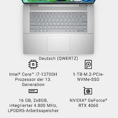 Dell Inspiron 16 Plus 7630 Notebook (16" WQXGA 120Hz 300cd/m² 100% sRGB, Intel Core i7-13700H, RTX 4060 60W, 16GB/1TB, 86Wh, 2.06kg, Win11)