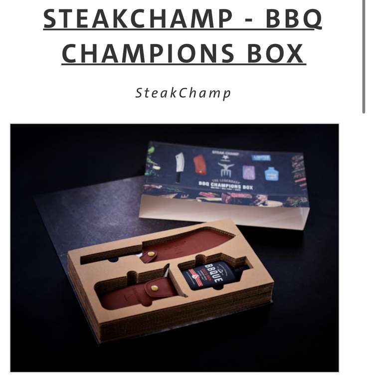 Steakchamp Championsbox - Messer, Fleischgabel und Sauce für 49,99€