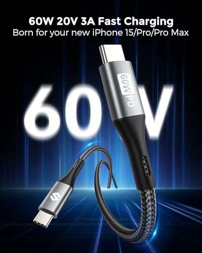 3x USB-C Kabel (0,5m/1m/2m) 60W PD Ladekabel (z.B. für iPhone 15 Pro, Samsung Galaxy S24 (Silkland-DE) (Amazon Prime)