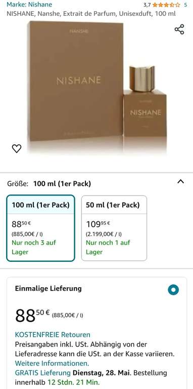 Nishane Nanshe Extrait de Parfum 100ml [Amazon]