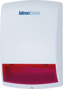 Qivicon / Telekom SmartHome / bitronhome Funk-Außensirene mit Blinklicht (ZigBee, 104dB Warnton, 4x LR20 Batterie, IP43)