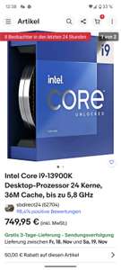 Intel Core i9-13900K Desktop-Prozessor 24 Kerne, 36M Cache, bis zu 5,8 GHz