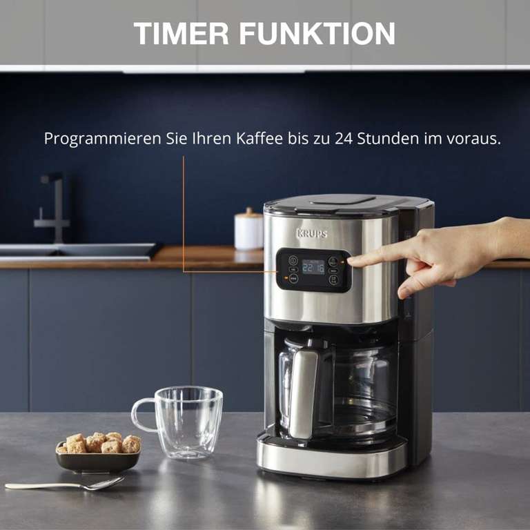 Krups KM480D Filterkaffeemaschine | 24-Stunden-Timer | 1,25 L Kapazität | 15 Tassen
