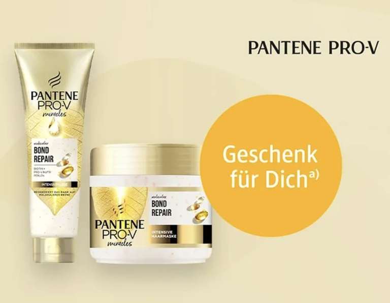 Gratis PANTENE PRO-V Haarkur oder Intensivpflege bei Kauf von zwei PANTENE PRO-V Produkten (Shampoo oder Haarspülung)