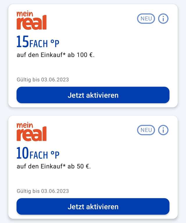 mein real Payback Punkte, 10Fach ab 50€ und 15Fach ab 100€ Einkaufswert vom 05.06 bis 10.06