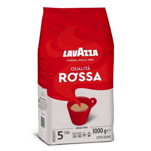 Lavazza, Qualità Rossa, Arabica & Robusta Kaffeebohnen Intensität 5/10, Mittlere Röstung, 1 Kg (Prime Spar-Abo)
