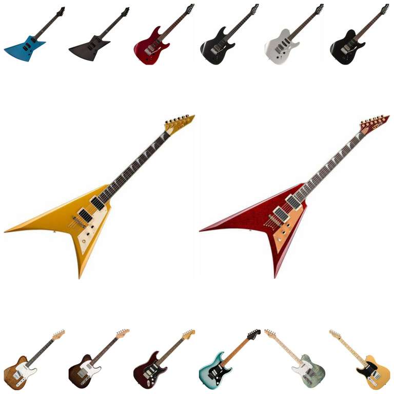 E-Gitarren Sammeldeal (10), z.B. ESP LTD KH-V Kirk Hammett Signature, 6-Saiter E-Gitarre, zwei Farben für 1456,46€ [Muziker]