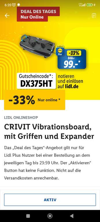 CRIVIT Vibrationsboard, mit Griffen und Expander