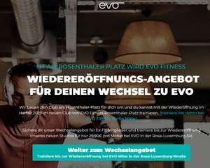 [Berlin] EVO Fitness am Rosenthaler Platz: Wechselangebot für dauerhaft 49,90€ pro Monat (monatliche Kündigungsoption, keine Anmeldegebühr)