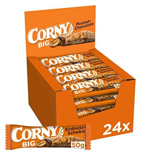 [Amazon Prime + Spar-Abo] Corny Big Erdnuss-Schoko - Müsliriegel mit Erdnüssen und Schokolade, 24 x 50g , 50g (24er Pack)