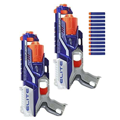 [Prime] Nerf Elite Disruptor 2er-Pack – 2 Disruptor Blaster, 12 Nerf Elite Darts – 6-Dart Rotationstrommel, Schnellfeuer