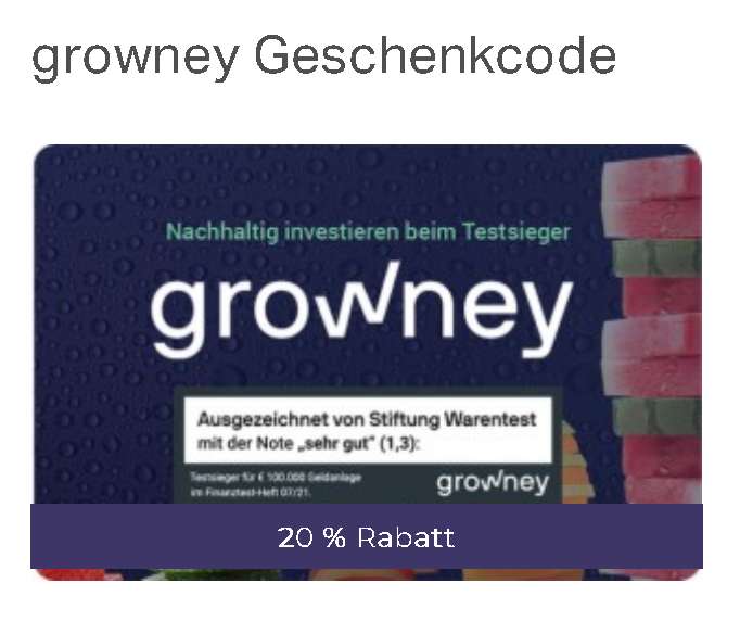 [geschenkkartenwelt.de] 20 % Rabatt auf Growney Guthaben-Geschenkcode in der Geschenkkartenwelt bis zum 08. Oktober
