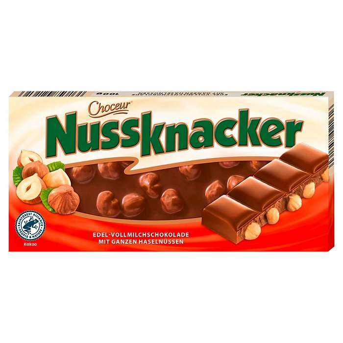 Aldi Süd: "Nussknacker" (Schokolade mit ganzen Haselnüssen)je 100g Tafel in 2 Sorten : Vollmilch&Zartbitter ab 25.04.22
