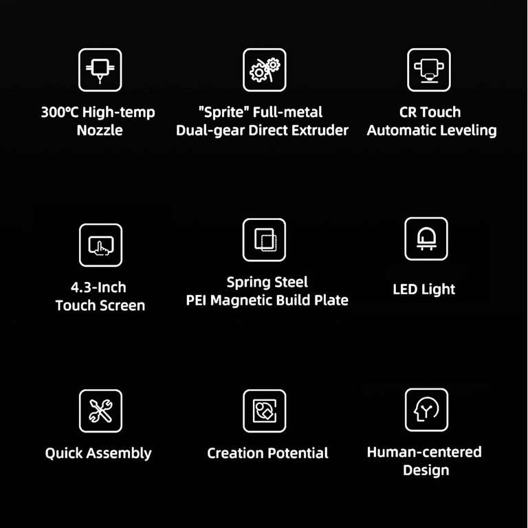 Creality Ender-3 S1 Pro 3D-Drucker (22x22x27cm Druckfläche, bis 160mm/s, Düse bis 300°C, Bett bis 110°C, ABL, 4.3" Touchscreen, USB, SD)