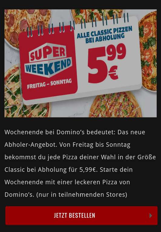 Dominos Angebote + evtl. Gratis-Pizza bei Lieferverspätung